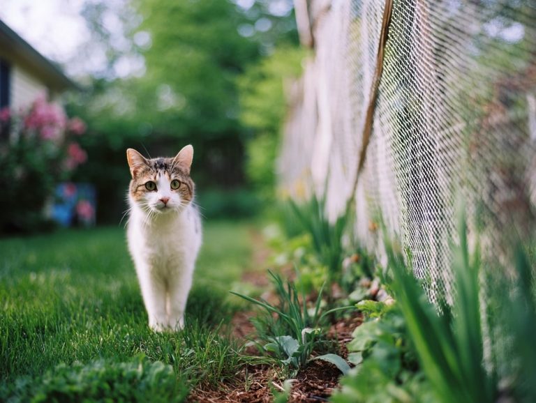 Chat marchant dans le jardin près d'une clôture.