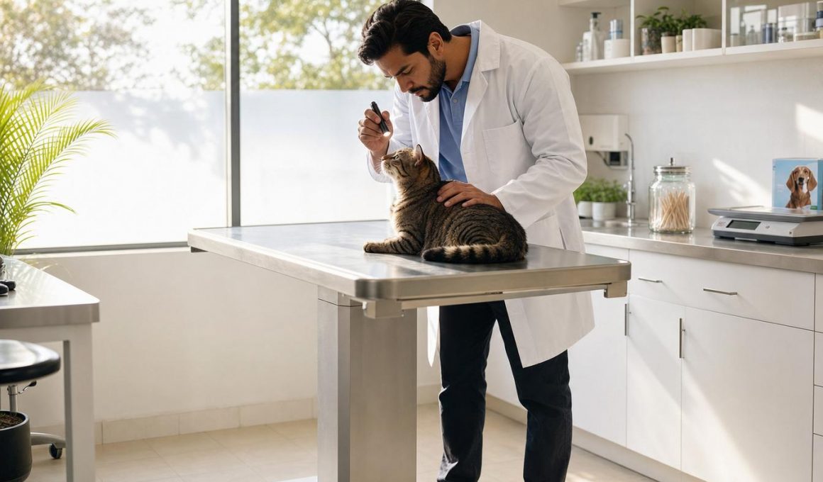 Vétérinaire examinant un chat en clinique