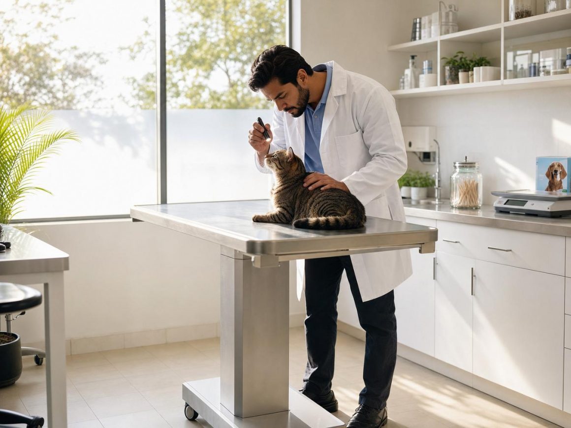 Vétérinaire examinant un chat en clinique
