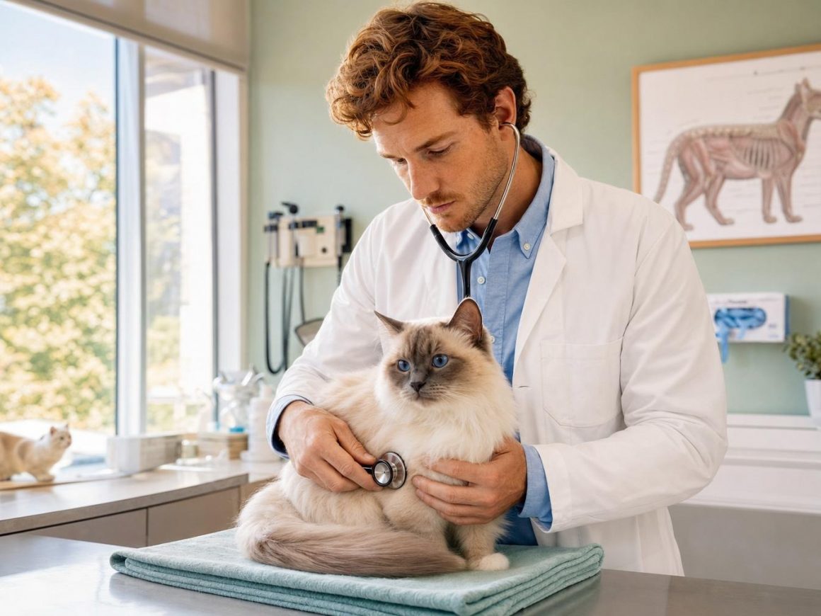 Vétérinaire examinant un chat en clinique
