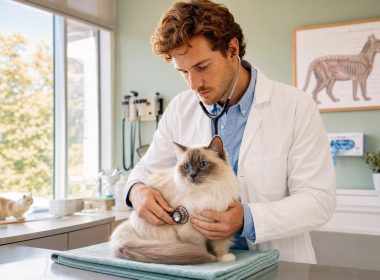 Vétérinaire examinant un chat en clinique