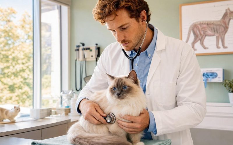 Vétérinaire examinant un chat en clinique
